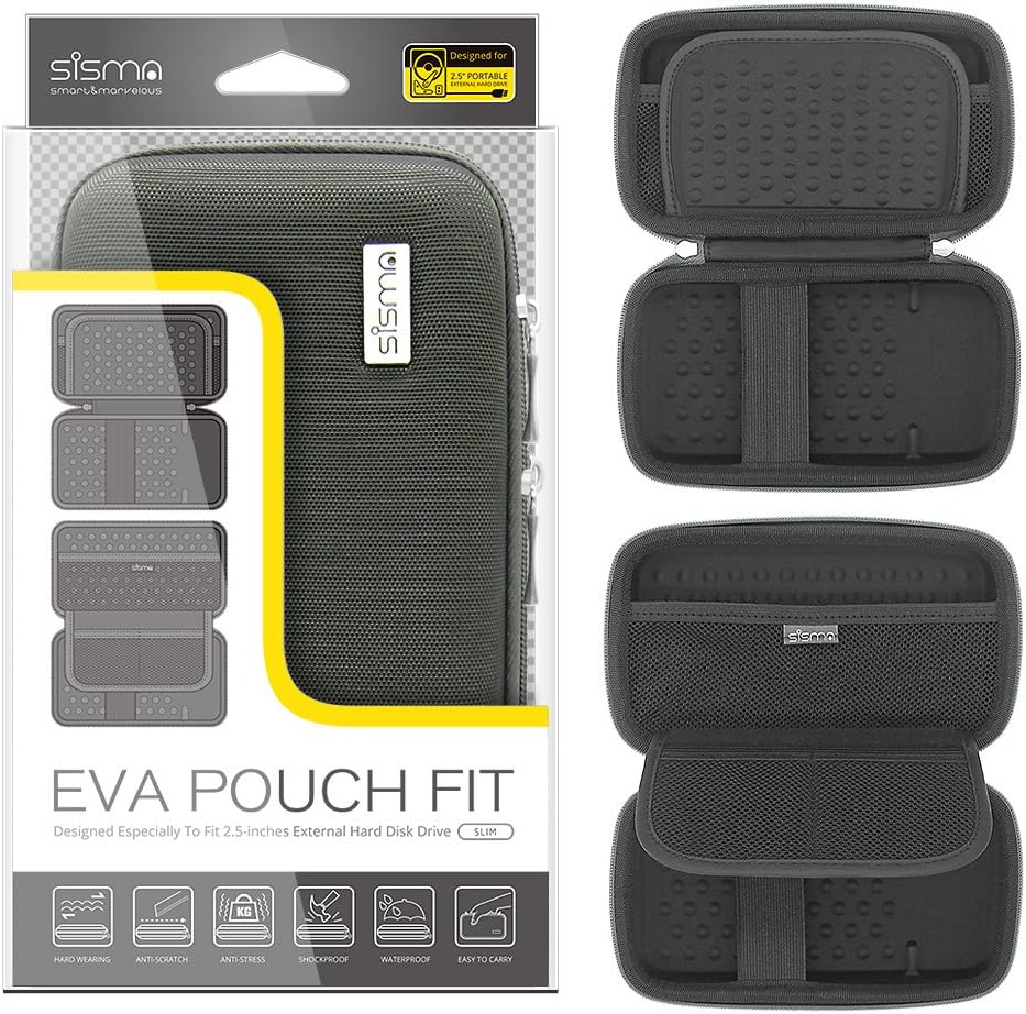 Sisma External Hard Drive Case for 500GB 1TB 2TB WD Elements My Passport Ultra For Mac Seagate Expansion Backup Plus Slim Toshiba Canvio Basics 2.5 inch Portable HDD, Gray SCB171101HC-S-G