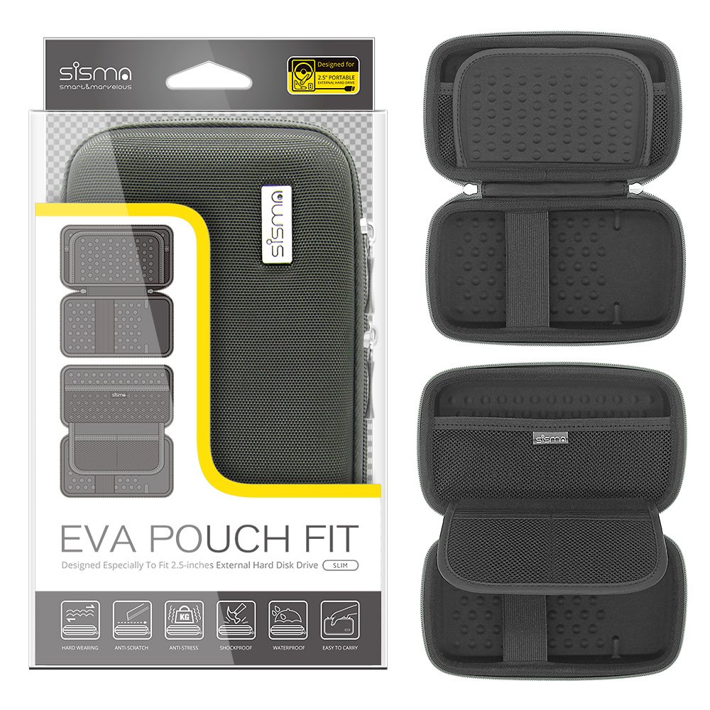 Sisma External Hard Drive Case for 500GB 1TB 2TB WD Elements My Passport Ultra For Mac Seagate Expansion Backup Plus Slim Toshiba Canvio Basics 2.5 inch Portable HDD, Gray SCB171101HC-S-G