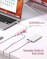 LENTION USB C Hub 6-in-1 - 4K HDMI, 100W PD, USB 3.0 Adapter - MacBook Pro/Air, iPhone 16/15 Kompatibilis - Rózsaarany 9