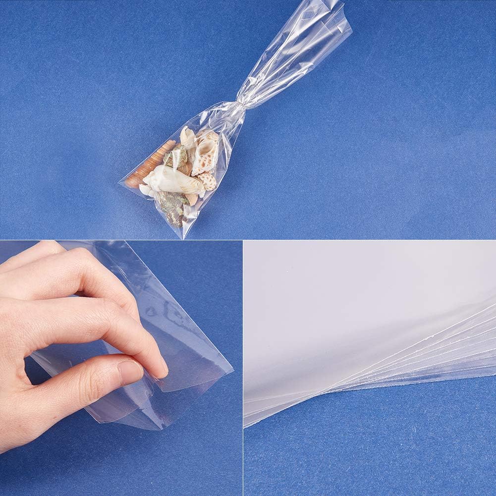 PH PandaHall 3x9“ Cellophane Bags, 200pcs Clear Top Open Long Flat Plastic Candy Gift Treat Bags for Jewelry Goodies Small Homemade Arts Party Favor Bags Christmas : Everything Else