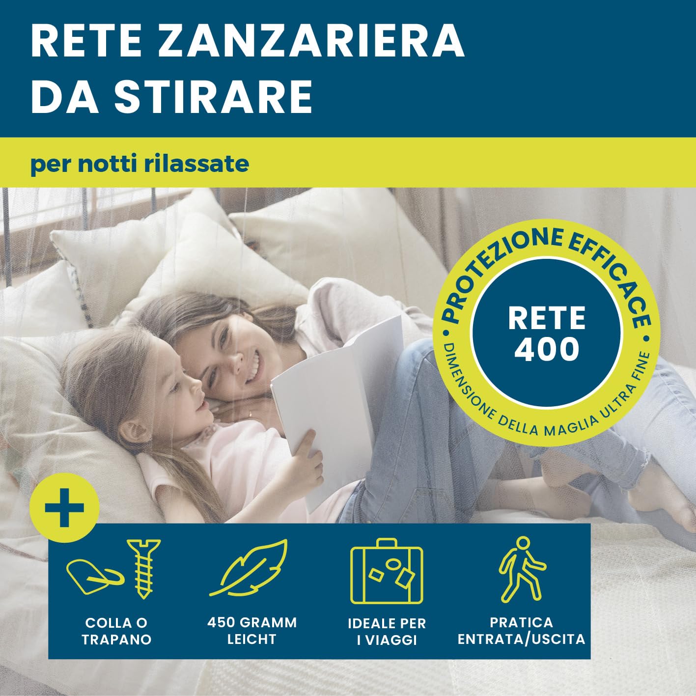 HOBERG Zanzariera da viaggio | XXL per lettini, letti singoli e matrimoniali | Zanzariera da esterno 400 mesh per balconi | Cupola protettiva contro gli insetti da incollare o avvitare - Ø 60 cm