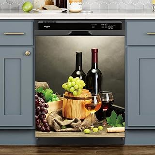 Wine Bottle Kitchen Dishwasher Sticker Magnetic Panel Decal Kitchen Decoration Wine Bottle Fruit 23 W x 26 H inches