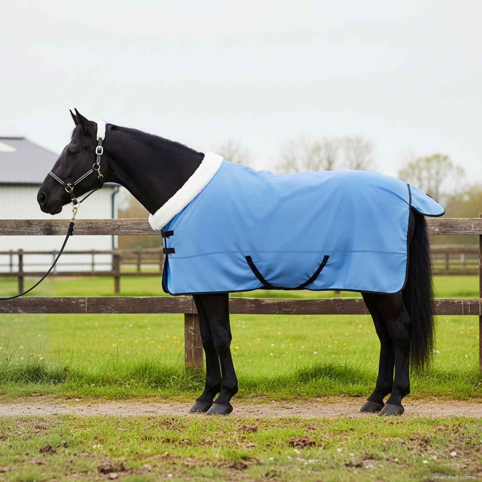 Genérico Manta para Caballo Aqua Completo 135 cm Forro Polar