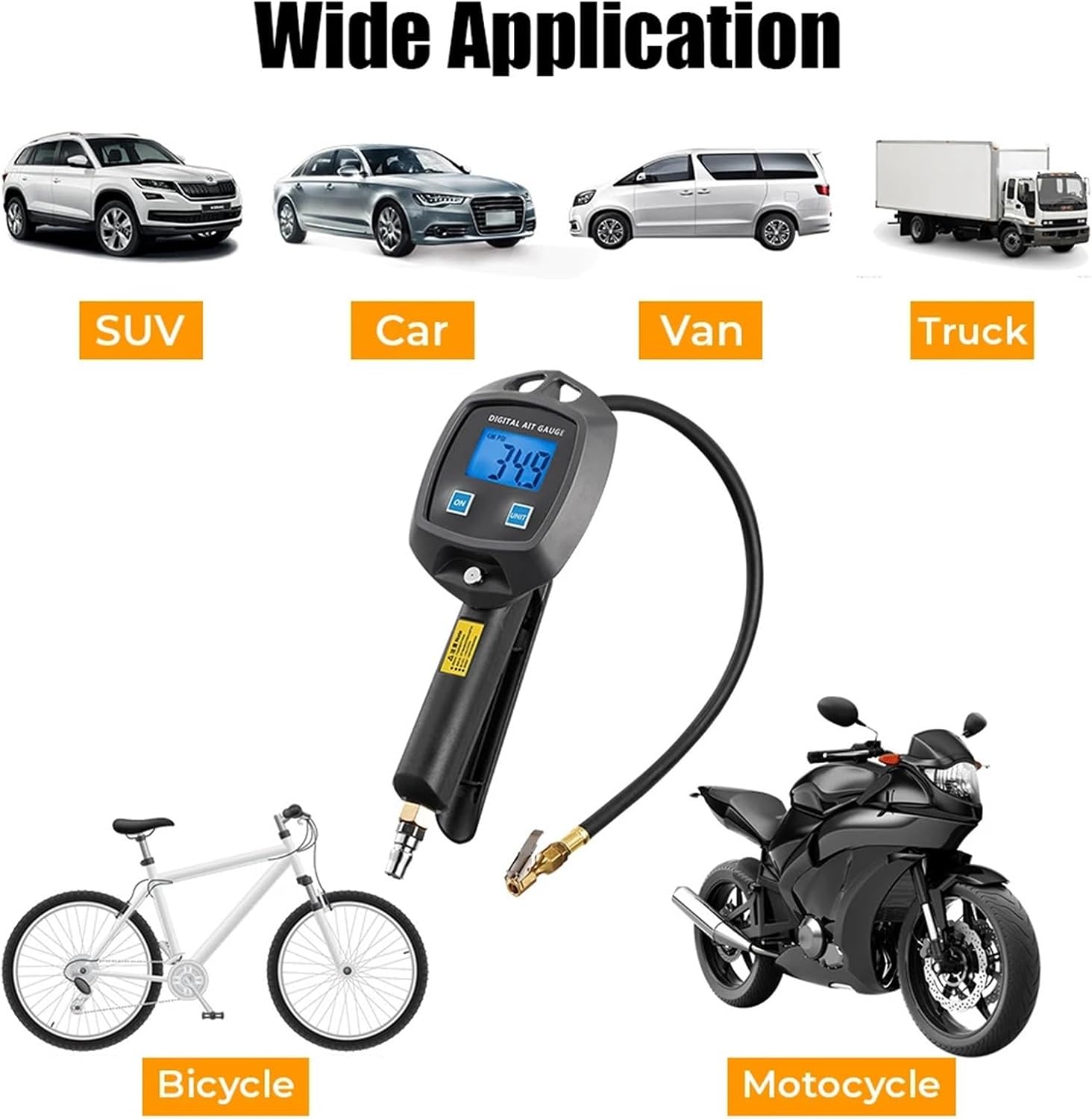 Digital Display Tire Pressure Gauge Auto Accessories Monitoring Inflation Gun Universal Car Tire Manometro(C Style)
