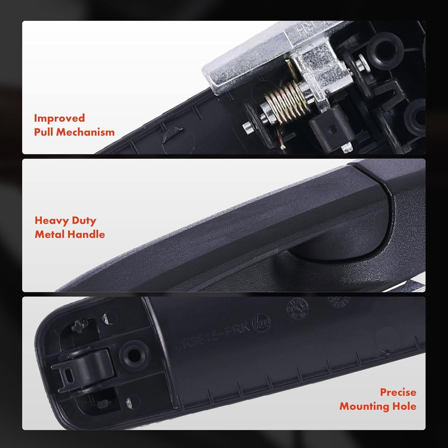 A-Premium Front or Rear Right Passenger Side Upgraded Metal Exterior Door Handle Compatible with Ram 1500 2500 3500 2011-2018 & Dodge Ram 1500 2009-2010, Ram 2500 3500 2010, Textured Black