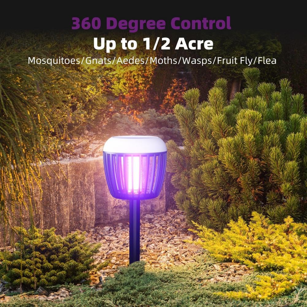Zapper solare per esterni, impermeabile, alimentato a energia solare, con luce a LED, lampada per catturare zanzare, piccole zapper volanti per patio, giardino, cortile, campeggio (nero, 2 pezzi)