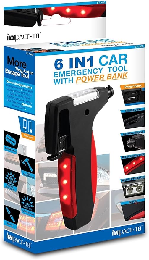 6 in 1 Car Emergency Tool with 2200 mAh Power Bank Automotive