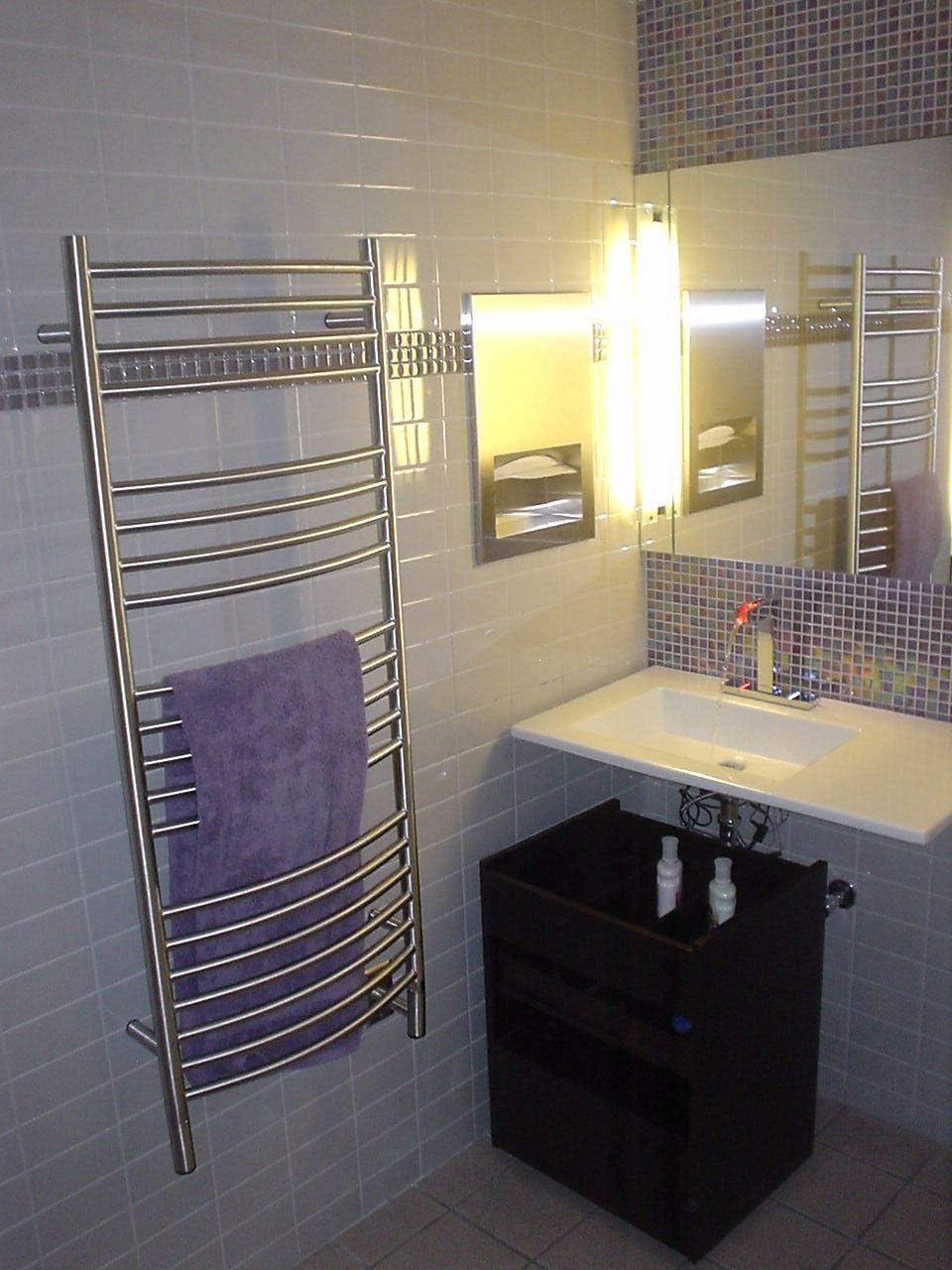 Amba Jeeves DCB Model D-Curved 20-Bar Hardwired Towel Warmer in Brushed