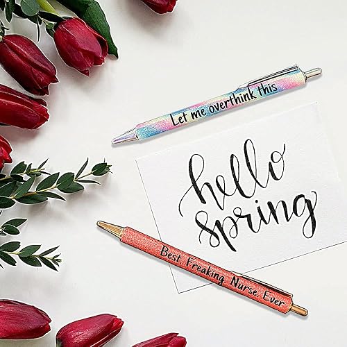 Miniatura 3 de RJDJ Juego de bolígrafos con purpurina de colores para almas sarcásticas, juego de bolígrafos divertidos con purpurina, bolígrafos de palabras