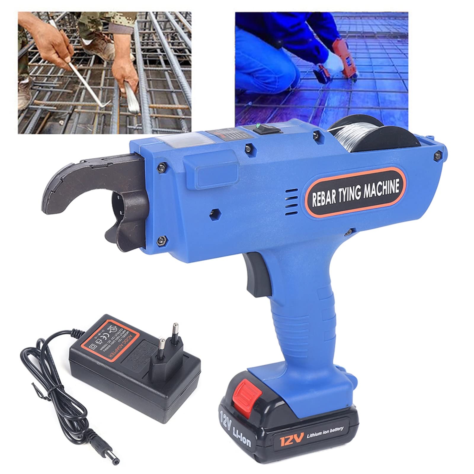Rilegatrice automatica Legatrice in filo di acciaio Batteria Set elettrico con caricatore Filo di rilegatura Raccoglitore rinforzato Legatore di calcestruzzo rinforzato per macchina