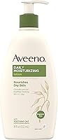 Aveeno Daily Moisturizing Body Lotion with Soothing Oat and Rich Emollients to Nourish Dry Skin, Fragrance-Free, 18 fl. oz