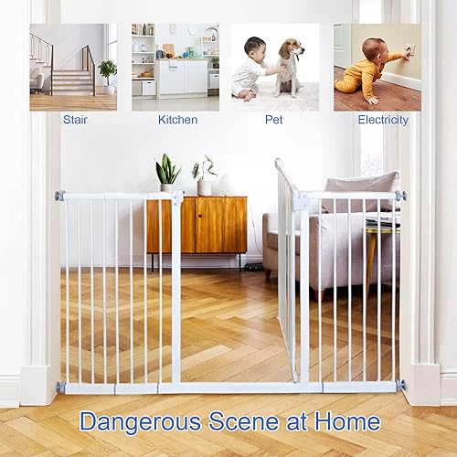 Miniatura 8 de Kinfant Puerta de bebé extra ancha de 58 pulgadas incluye kit de extensión de 69 pulgadas 8 y 12 pulgadas paquete de 4 kits de montaje a presión 4