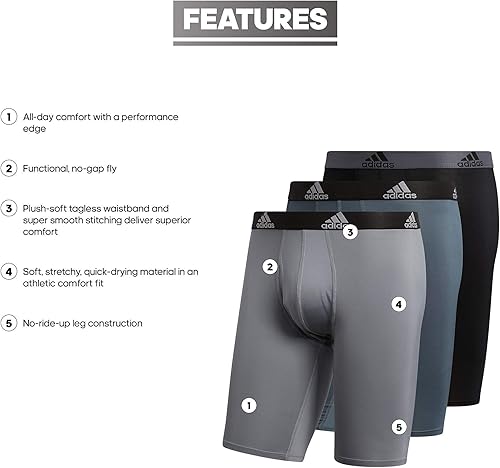 Miniatura 2 de adidas Paquete de 3 calzoncillos tipo bóxer largos para hombre, paquete de 3 unidades