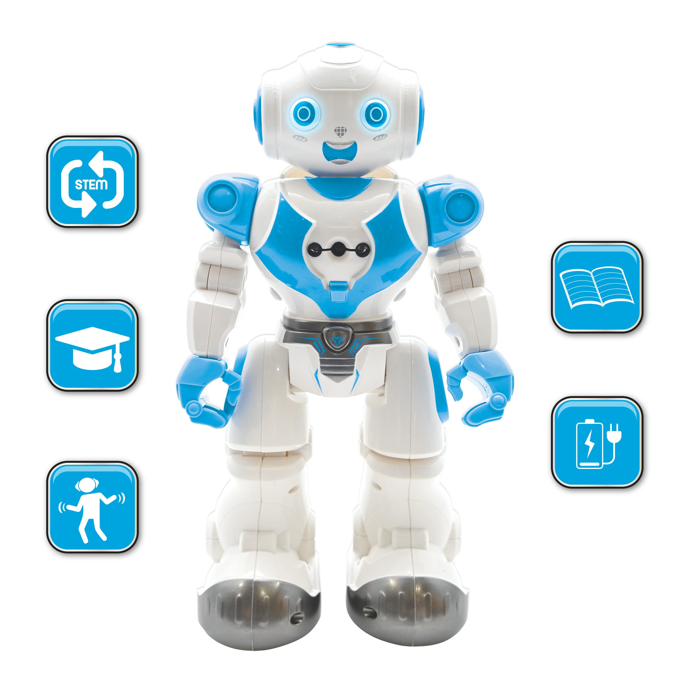 Lexibook, Powerman Neo, My Robot Full of Technology, Remote Control and Gesture Control, Educational Activities in English, Programmable, Music and Dance, Sound and Light Effects, Blue/White, ROB18EN