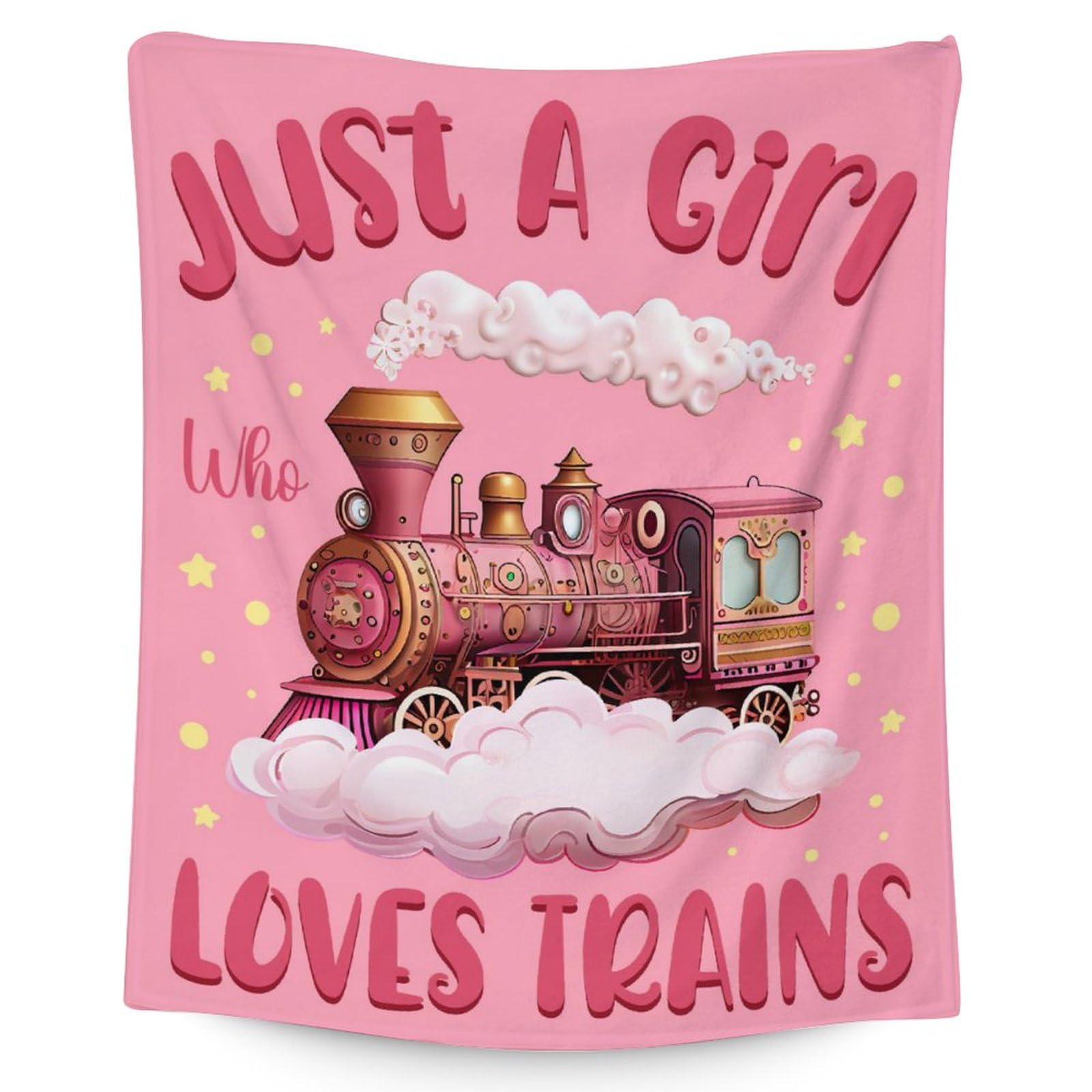 Train Blanket for Girls - 40x50 Inches Crib Size - Soft Fuzzy Plush Throws Gifts - Pink Cute Throw Blanket for Couch &amp; Sofa