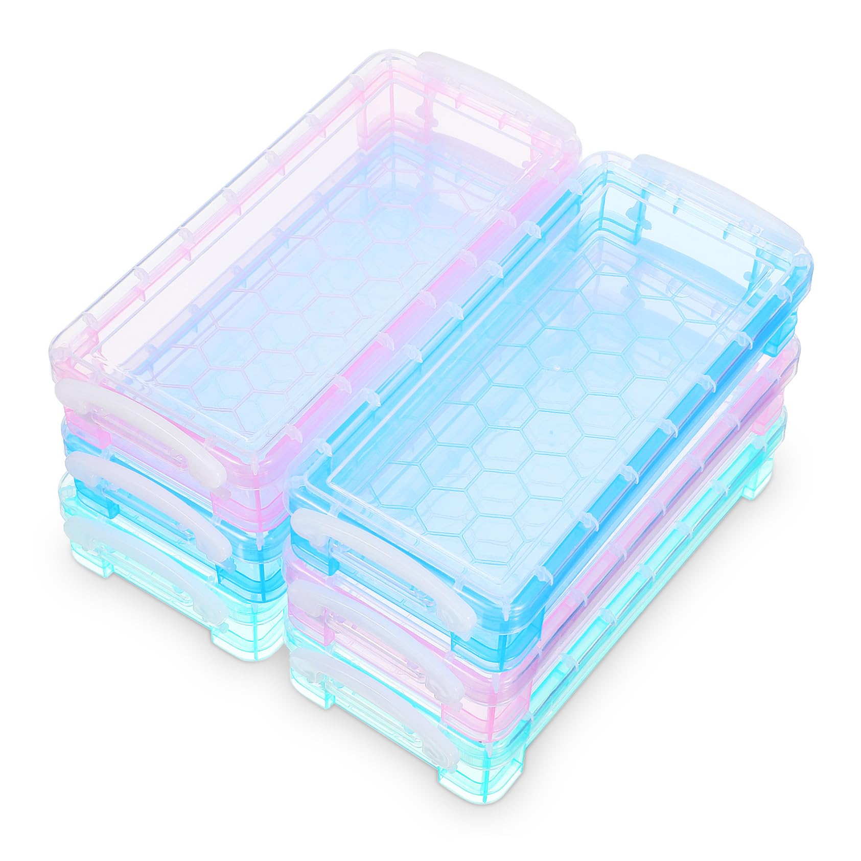 DOITOOL 6pièces Trousse Transparente pour Crayons de Couleur Feutres et Stylos Rangement Organisé et Compact pour Dessin et Bricolage Boîte de Rangement Pratique