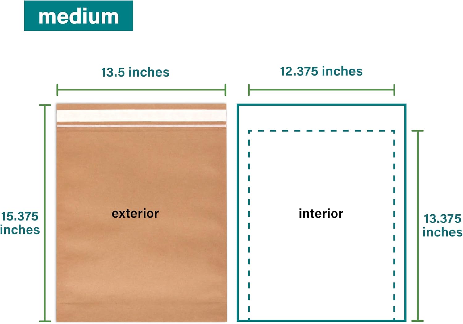Elementree Medium Recyclable Paper Mailers - 13.5" x 15.5" - 50 Count - Brown Expandable Envelopes & Shipping Bags - Made in the USA - Double-Walled Kraft Paper (00957)