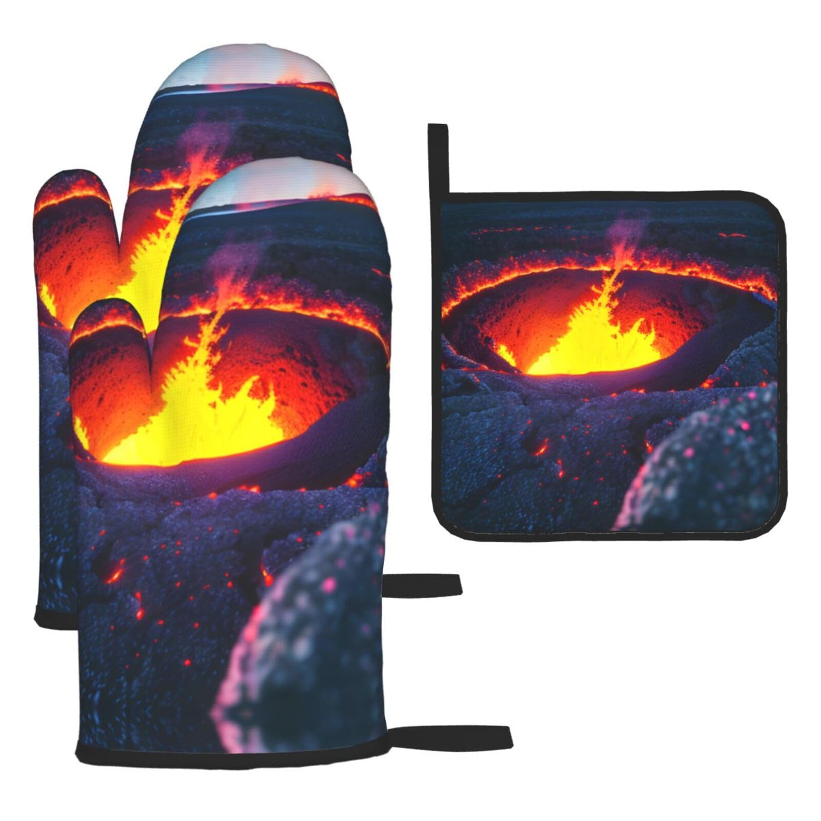 Kilauea Volcano Christmas Oven Mitts,Cute Cooking Glove,Heat Resistant,Oven Mitts Gift for Mom,Housewarming
