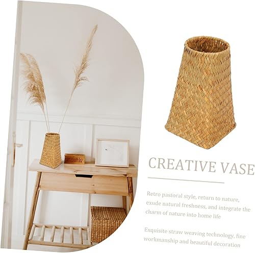 Miniatura 5 de Veemoon Florero trenzado para decoración de boda, decoración de mesa de boda, jarrón rústico para plantas, jarrón de ratán para flores, jarrón