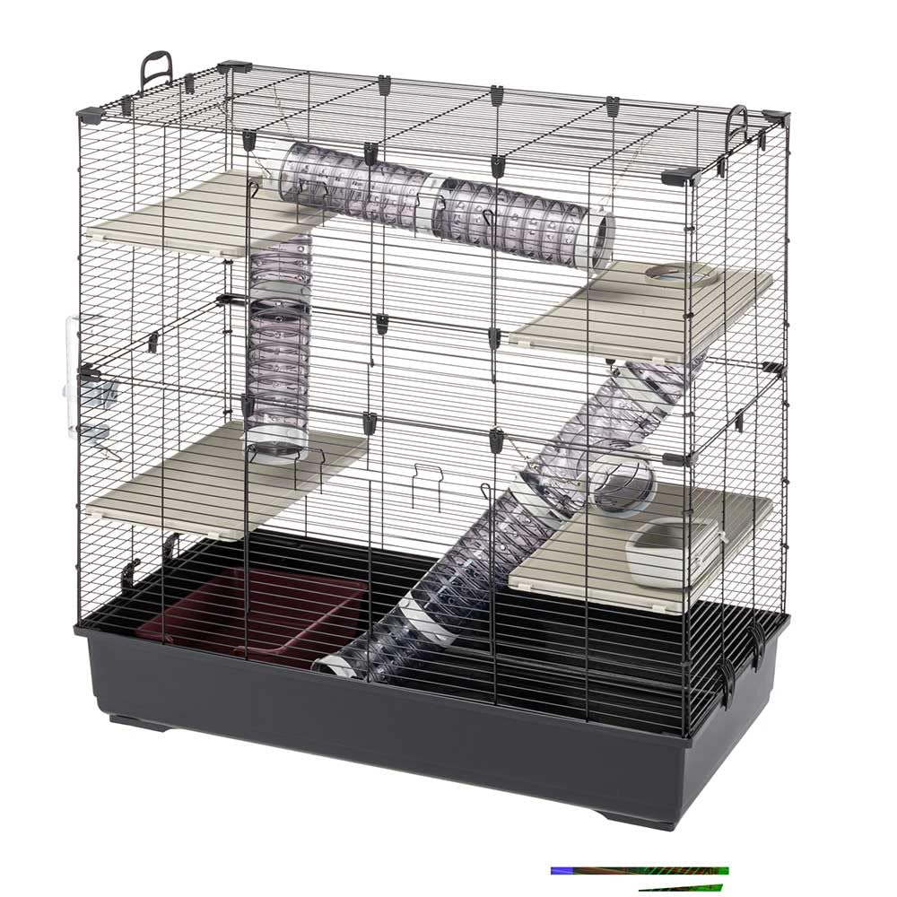 Ferplast Jaula Huron Sara XL, Chinchillas, Hurones, Mascotas, Jaula Chinchilla, 4 Niveles, con Túneles, Plataformas, 99,5 x 53 x h 108 cm, con Puerta y Asas, en Metal Pintado y Plástico
