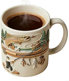 Fishing Mugs For Men,Fishing Coffee Cup,350ml Funny Ceramic Novelty Cup | Ceramic Coffee Mugs | For Picnic Outdoor Camping Hiking Adventure Campfire Water Tea Whiskey Beer Game Home Party