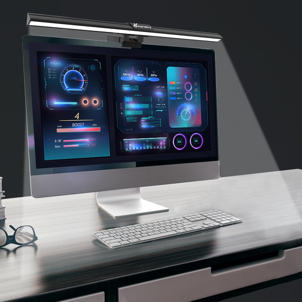 Vansky Monitor Lamp Bar Screen: Computer Screen USB LED Monitor Light 24-32 Inch Lighting Dimming 3 Light Modes - PC E Reading Pro Touch Adjustable Lightbar Monitor Eye Care