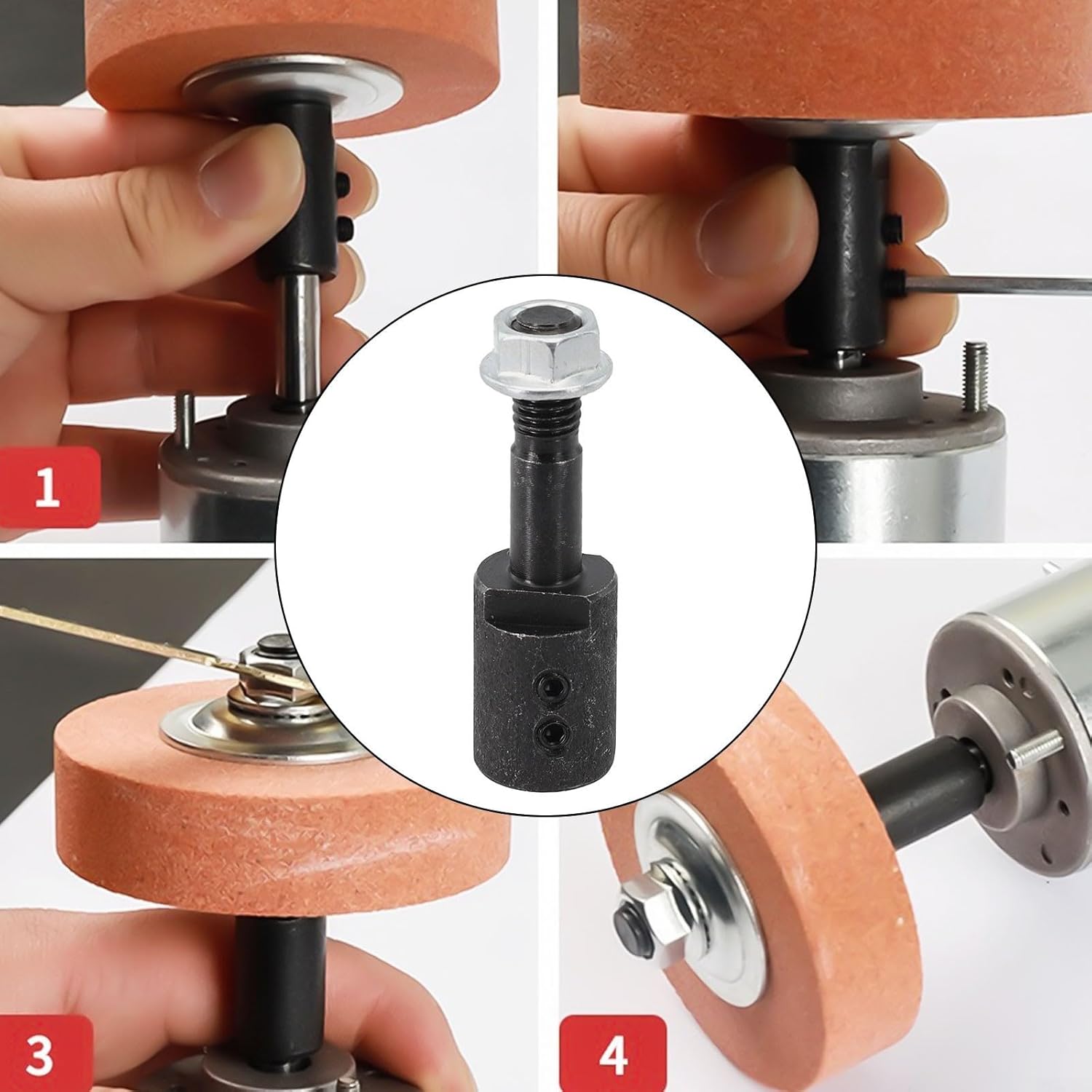 Spindle Drill to Bench Grinder, 5-16mm Shaft Extension Grinding and Polishing Wheels, Conversion Kit Tool Accessory(14MM)