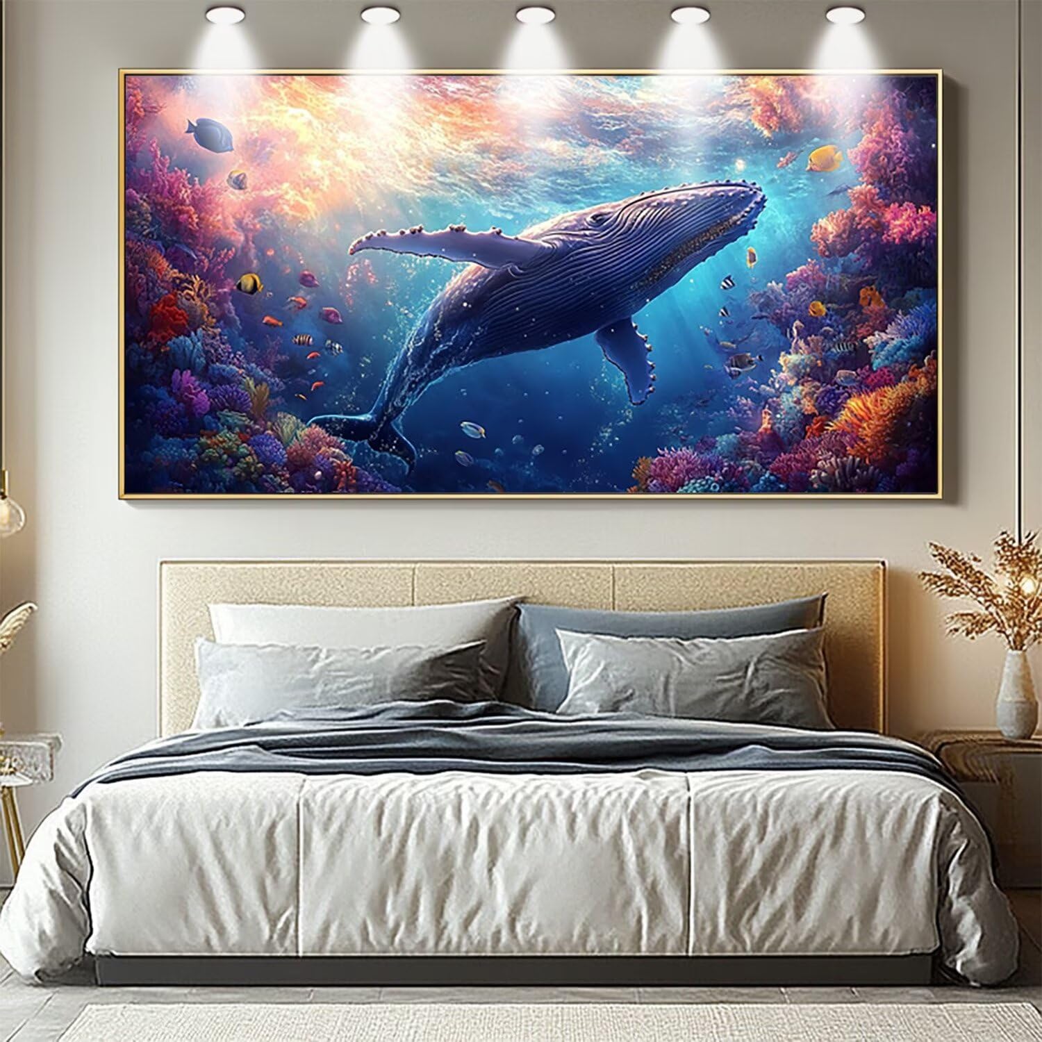 Wieloryb Malarstwo diamentowe dla dzieci, malowanie diamentami duży rozmiar 100 x 200 cm, 5D DIY diamentowe malowanie zwierzęce rzemiosło artystyczne obrazy diamentowe diamentowe dekoracje do domu C2
