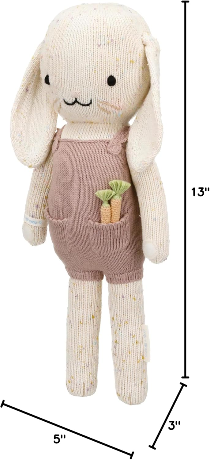 cuddle + kind Harper The Bunny Little 13" Hand-Knit Doll – 1 Doll = 10 Meals, Fair Trade, Heirloom Quality, Handcrafted in Peru, 100% Cotton Yarn