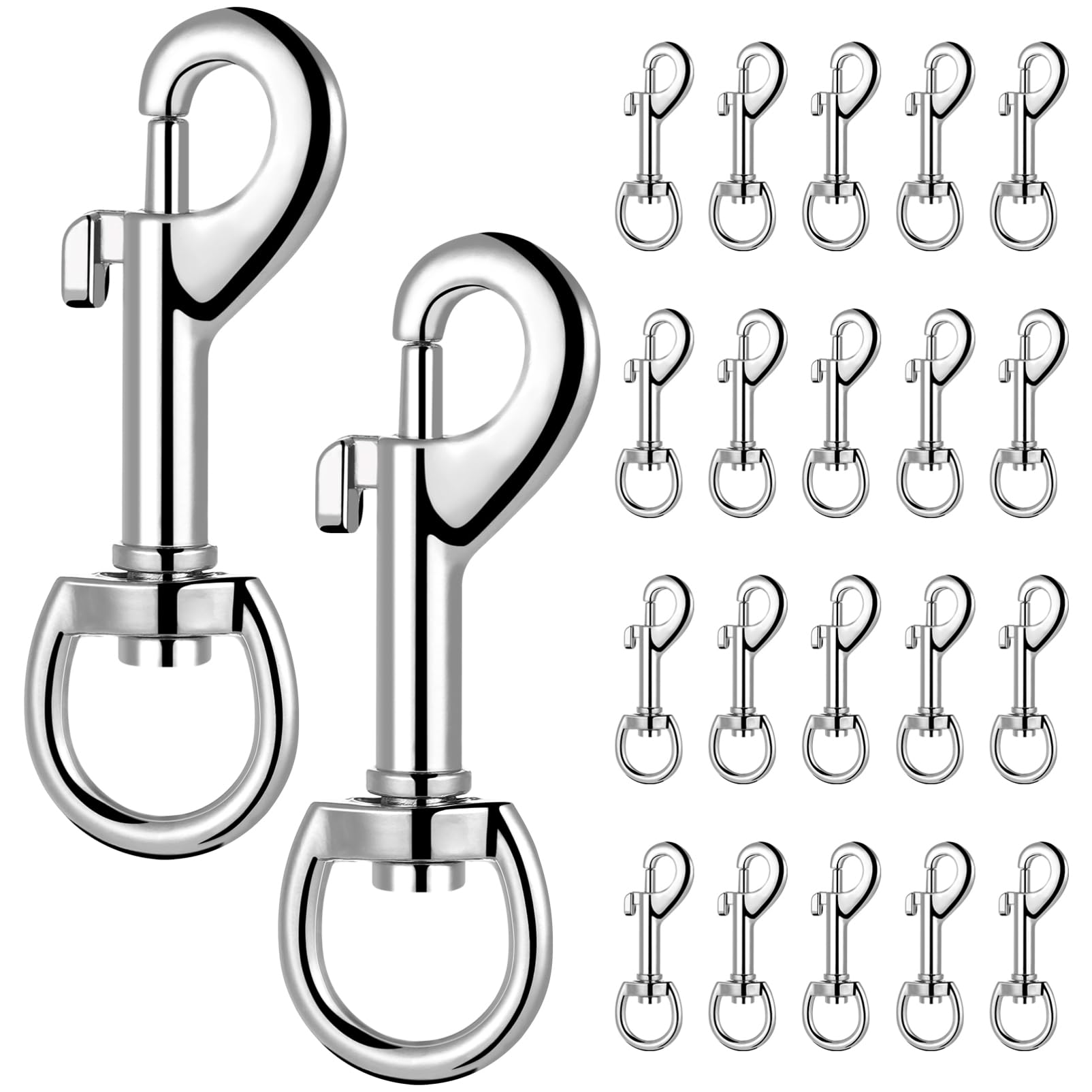 CIYODO 24pcs Heavy Duty Swivel Snap Hooks for Dog Leash Versatile Metal Clips for Keychains Camera Straps and Supplies Quick Connect Bolt Snaps