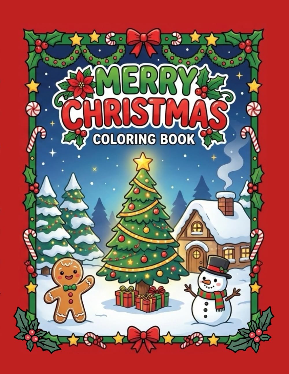 Merry Christmas Coloring Book: 40 Fun and Easy Coloring Pages for All Ages