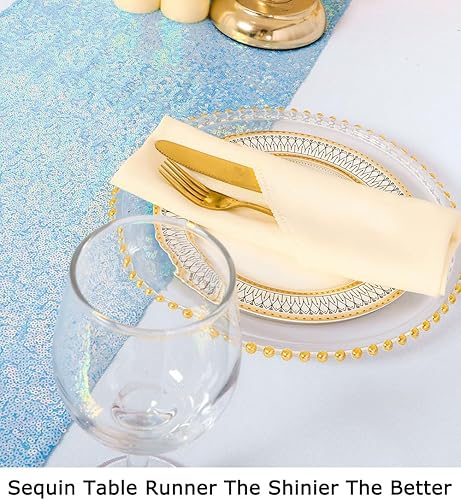 Vista 85 de Mantel para mesa rectangular con lentejuelas color champagne de 60 x 102 pulgadas de ShiDianyi Verde iridiscente