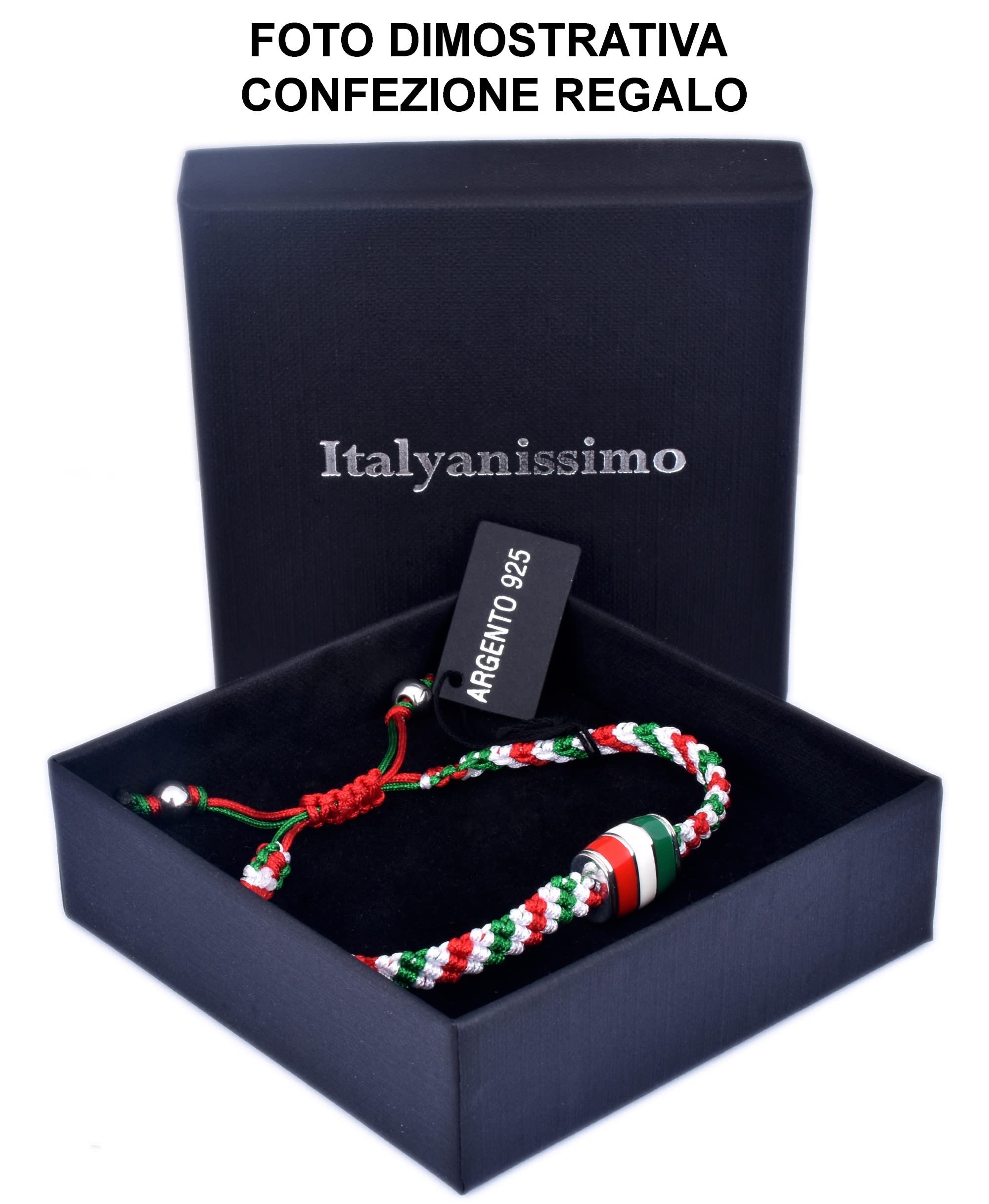 Bracciale per tifosi in macramè e Argento 925 rodiato oro bianco con smalti. Rosa nero stile palermo.