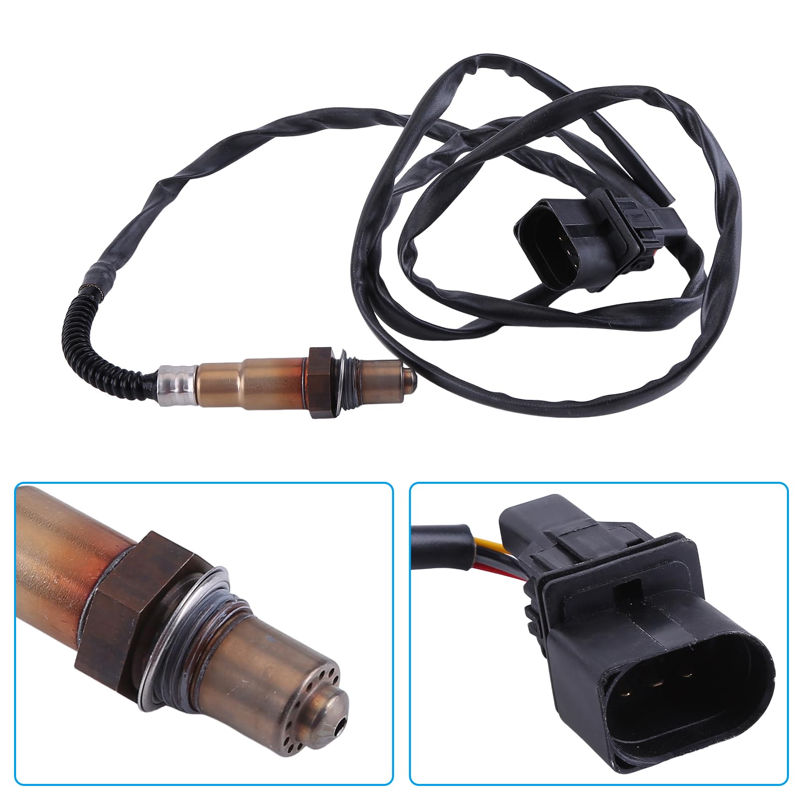 Capteur d'oxygène O2 1500 mm Compatible avec Golf 4 Bora 1J 1,4 16 V 1,6 2,0 Remplace 06A906262AF Sonde lambda avant catalyseur