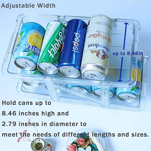Miniatura 2 de Paquete de 2 dispensadores de latas de soda para refrigerador, organizador de latas de soda de ancho ajustable, organizador apilable de bebidas para