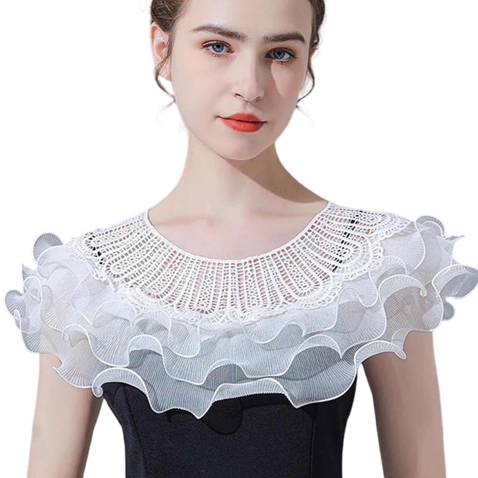 MICFENY Retro Styles Lace Collar Capelet Lightweight Soft Fabric Formal Event Outfit Fashion Accessory