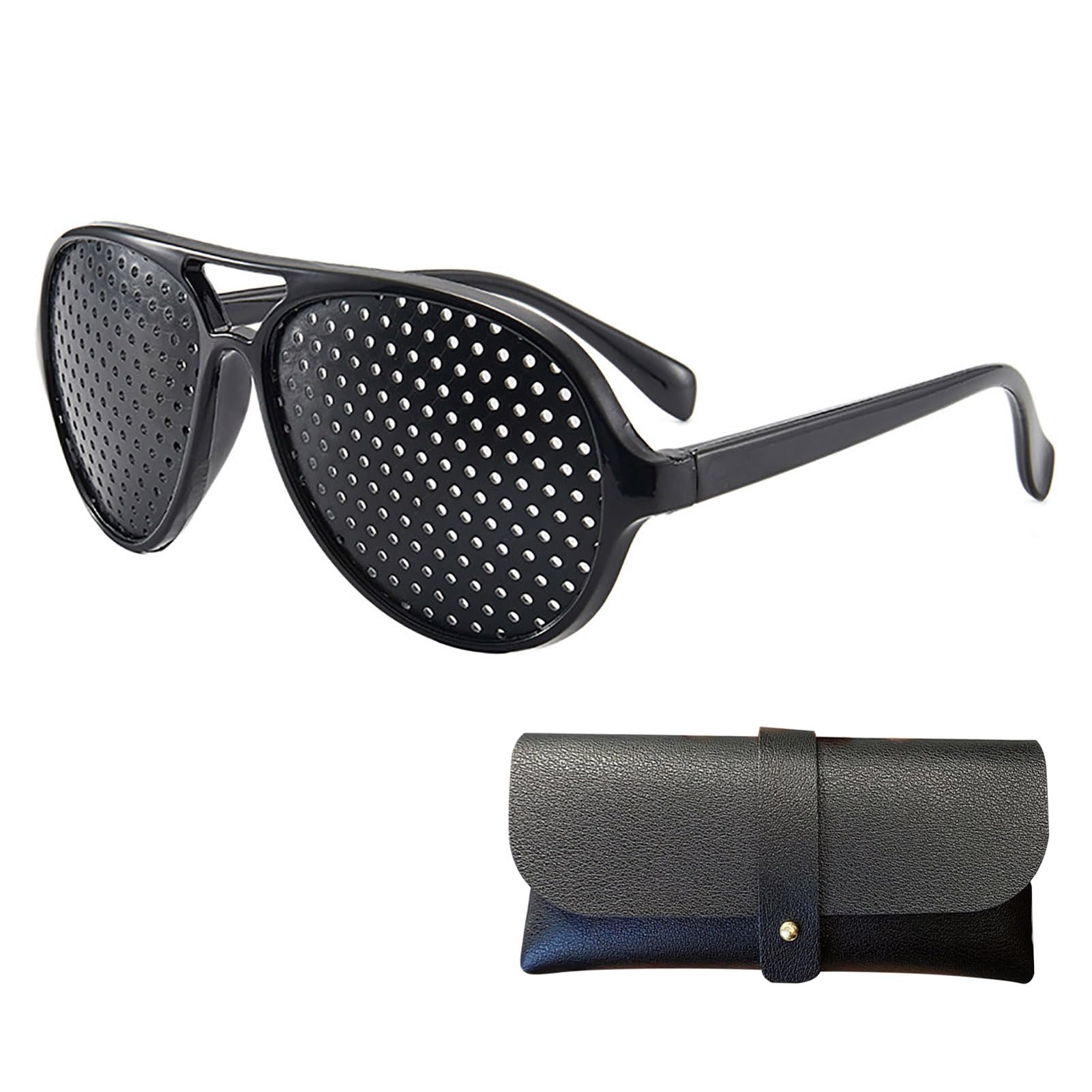 Hiborth Vision Correction Glasses, Pinhole Glasses for Improving Vision, Distance & Myopia Support Eye Protection Exercise Eyewear (C)
