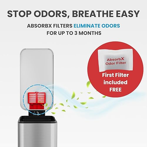 Vista 20 de iTouchless EcoWise - Contenedor de basura para compost, doble desodorizador, filtros de carbón activado Sensor blanco puro de 2 galones,Plata