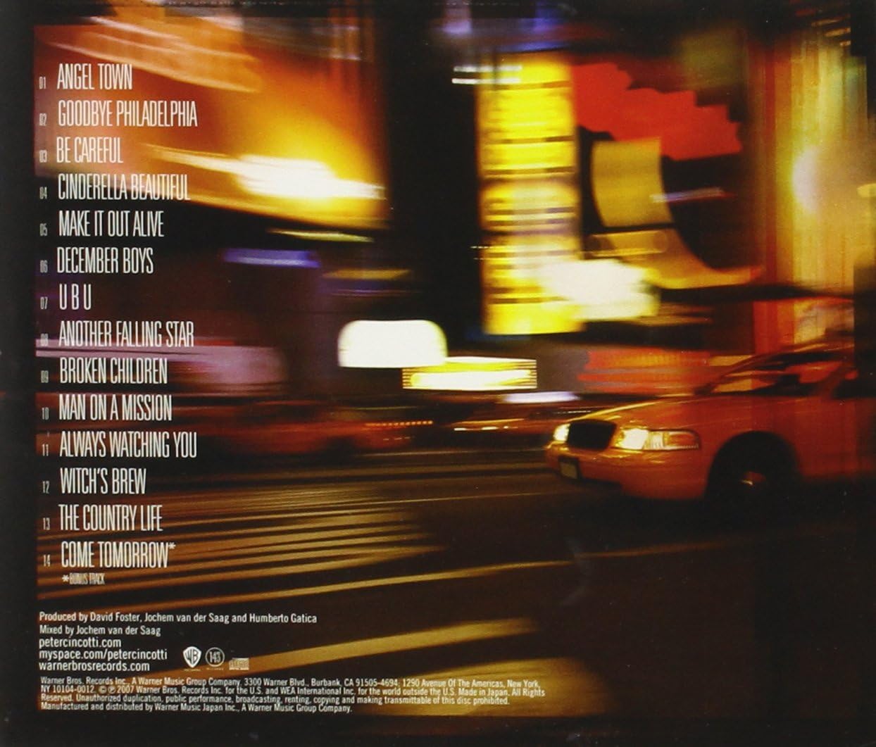 PETER CINCOTTI - East Of Angel Town - Disque CD