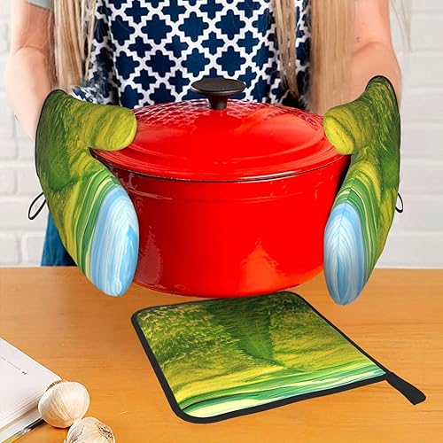 Miniatura 7 de Grassland Paths Anti-Scald Gloves and Pot Holders 3-Piece Set for Kitchen Baking and Grilling Christmas Mother's Day Housewarming Gift