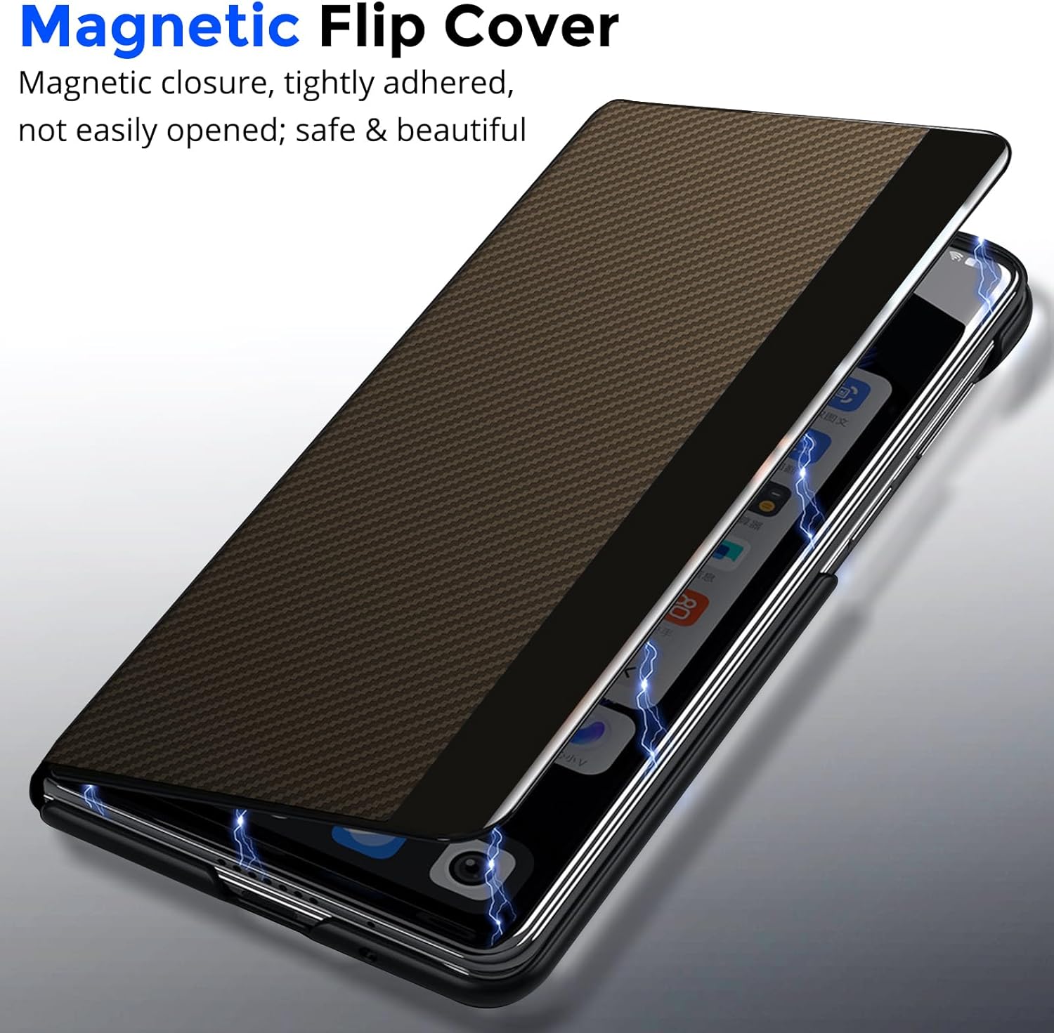 for Samsung Galaxy Z Fold 7 Folio Case with Hidden Magnetic Ring, [Compatible Magsafe] Premium Leather Flip Cover with Card Slot Magnetic Close All-Inclusive Slim Folio Case for Z Fold 7 Brown