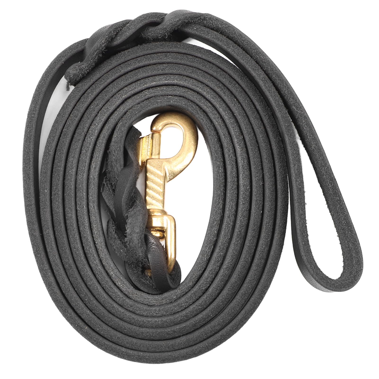 HEEPDD Correa de Perro de Cuero de Vaca Duradera, Cuerda de Entrenamiento Suave para Perros Medianos y Grandes con Ganchos de Cobre, 6,9 Pies, 0,5 Pulgadas