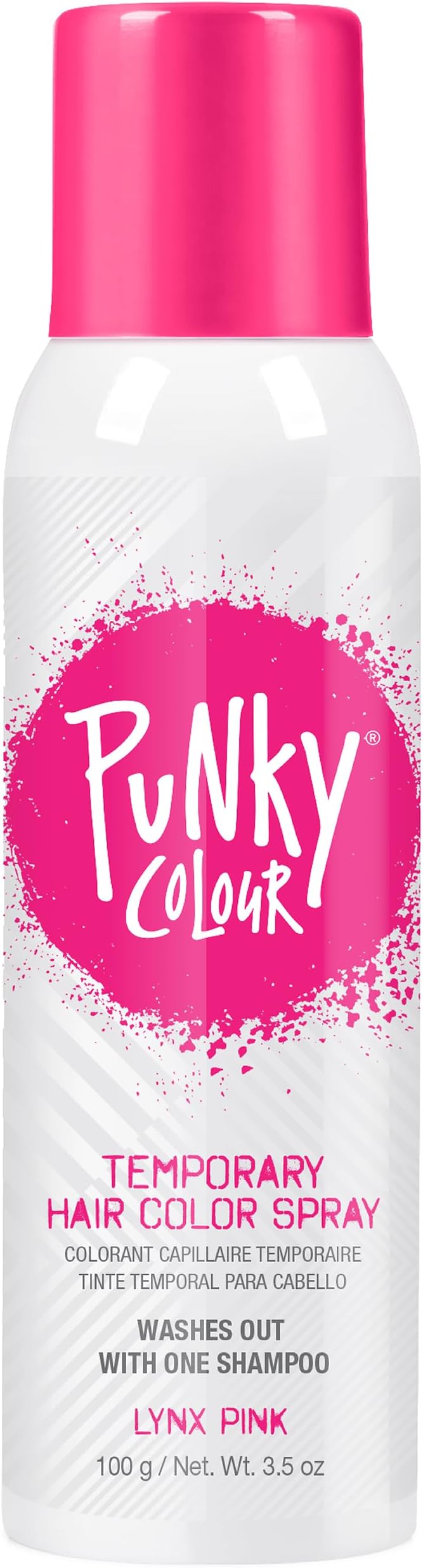 Punky Temporary Hair Color Spray, Lynx Pink, Fast-Drying, Non-Sticky, Non-Damaging, Travel Size Hair Dye for Instant Vivid Hair Color, 3.5 oz