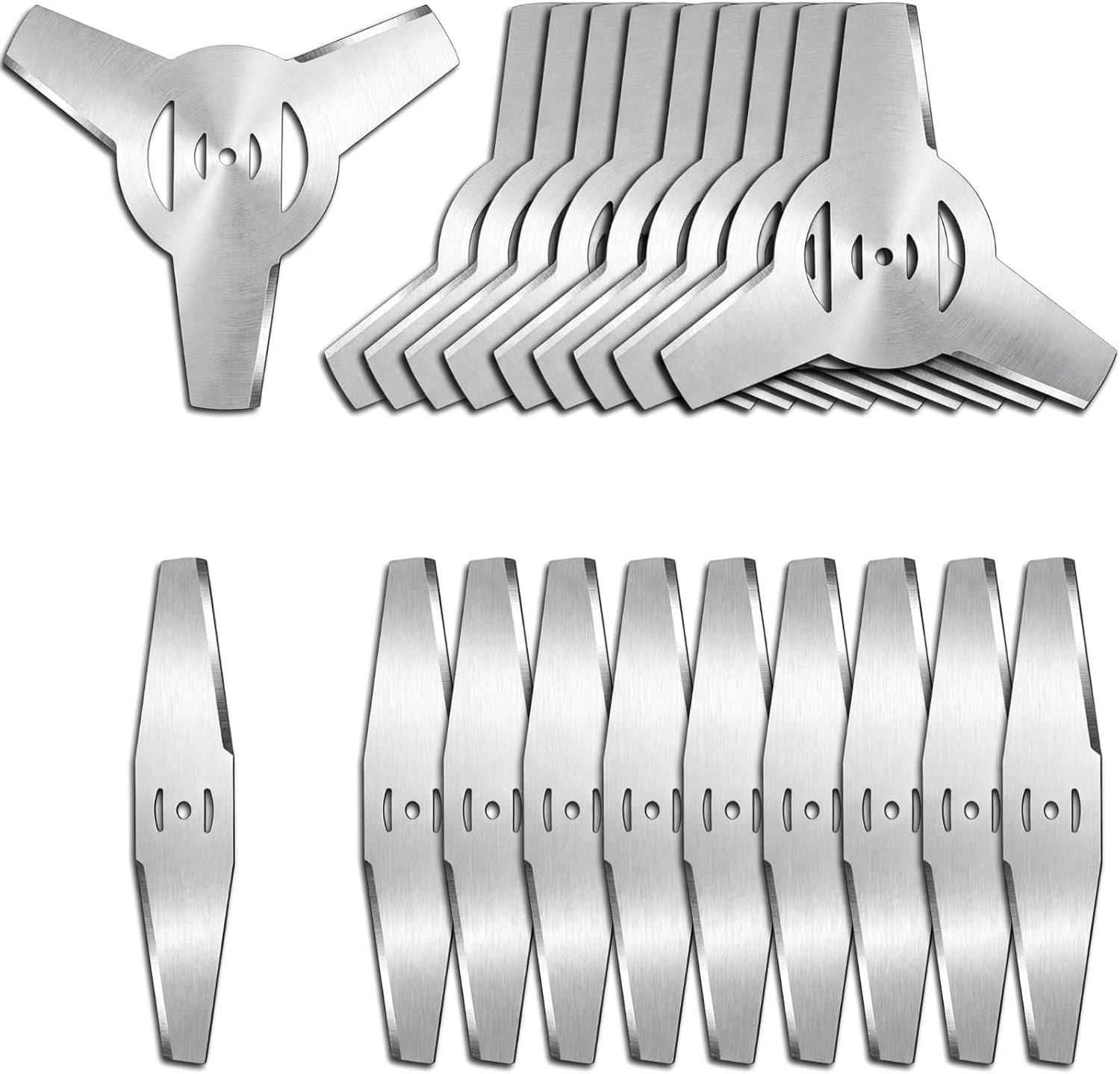 20 Pack Grass Trimmer Blade Heads Replacements Saw Blades Lawn Mower Fittings Cordless 3 Teeth & Long Alloy Blades, for Weed Trimmer Blade for Electric Lawn Mower, Grass Trimmers