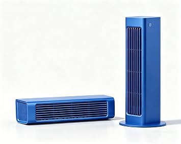 2-in-1 Portable Bladeless Fan - 2026 New Bladeless Rechargeable, Dual-Mode Horizontal Vertical Desktop Tower Fan, 3 Speeds & Ultra-Quiet for Bedroom Office Blue