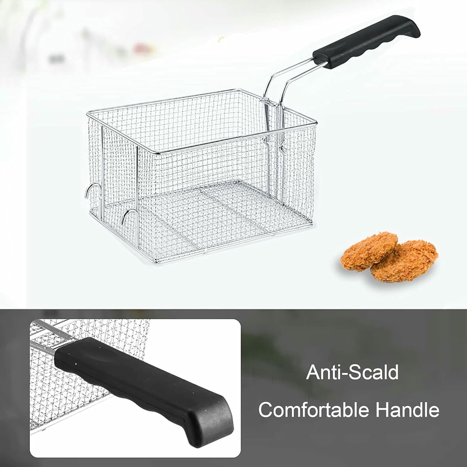 4L/6L Stainless-Steel Electric Deep Fryer, Professional Countertop Frying Machine, Single Tank w/Basket & Lid, for Commercial and Home Use~/