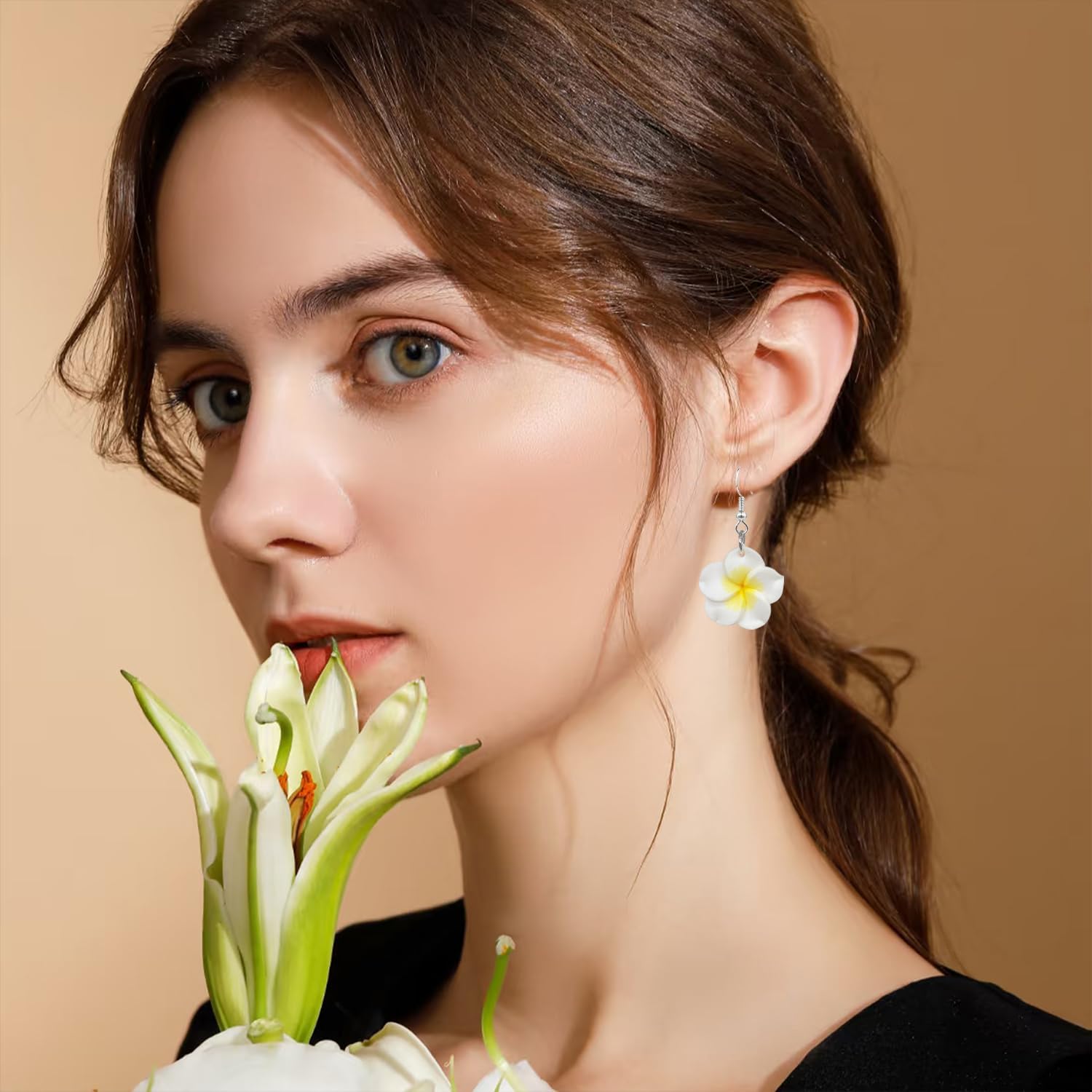 6 Pairs Bohemian Dangle Earrings For Women Hawaiian Tropical Flower Dangle Earrings Plant Daisy Flower Drop Set - Image 3