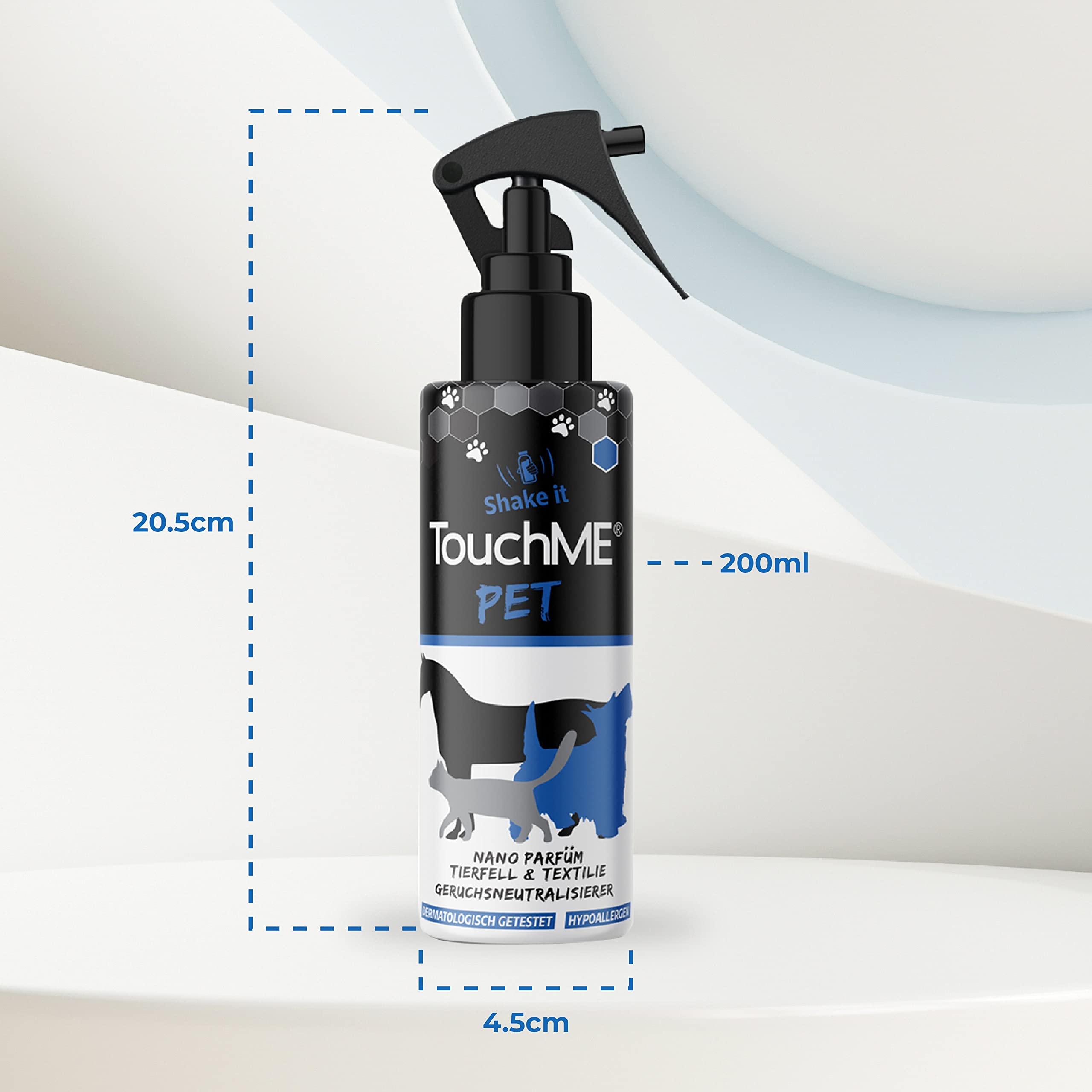 TouchME - Aktywny w dotyku środek do usuwania zapachów i odświeżacza tekstyliów, do legowiska dla psów, legowiska dla kotów i pielęgnacji sierści | Pet Gold, 200 ml (kwiatowy)