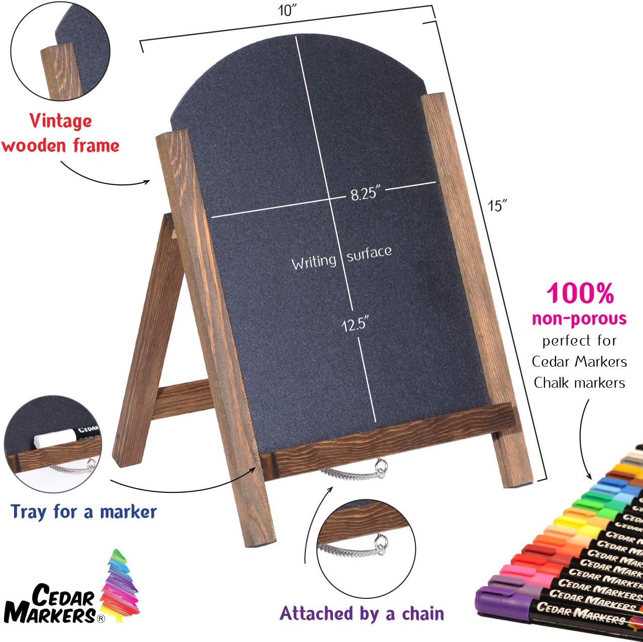 Cedar Markers 15"x10" Arc Shaped Chalkboard. Mini Chalkboard Signs with Chain. Erase Slate Chalk Board Perfect for Chalk Markers and Vintage Wedding and Kitchen Decoration (15"x10" Arc, Rustic Brown) : Home & Kitchen