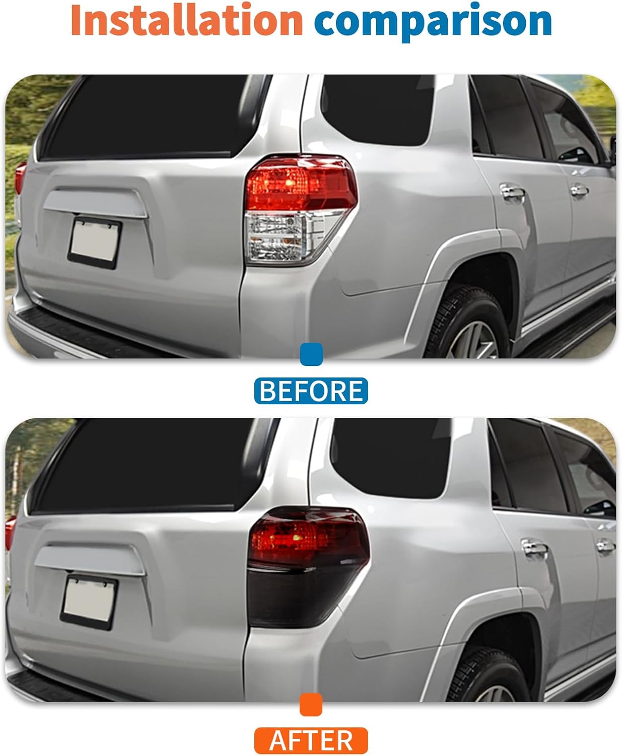 JeCar Smoked Tail Light Cover Trim Guards for 2010-2013 Toyota 4Runner
